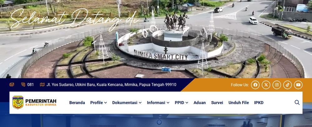 Tangkapan layar Ekosistem Website Pemerintah Kabupaten Mimika